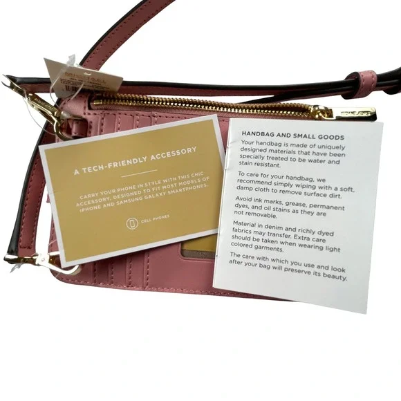 NWT Michael Kors Women Jet Set Travel Phone Crossbody Pink MK Logo Canvas Travel - Picture 7 of 8